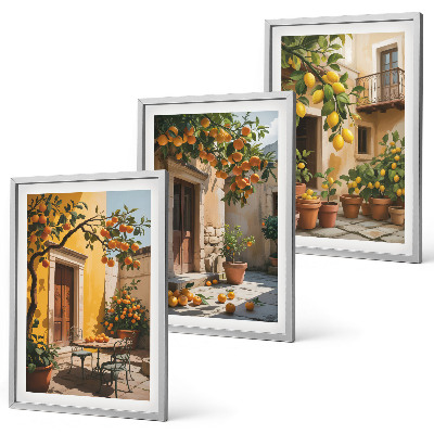 Wanddecoratie set schilderijen Owoce cytrusowe dziedziniec rośliny