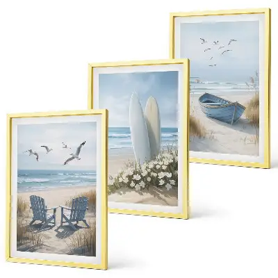 Fotowand met strand en surfplanken met vogels