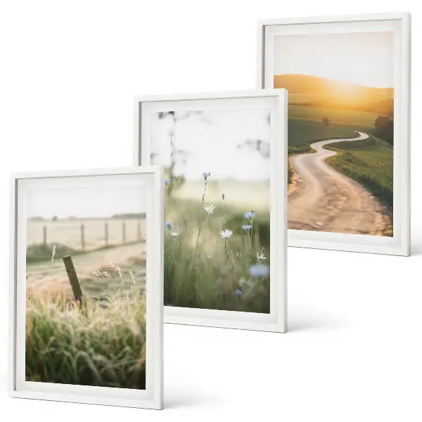 Wanddecoratie set schilderijen landschap met weide weg en zonsondergang