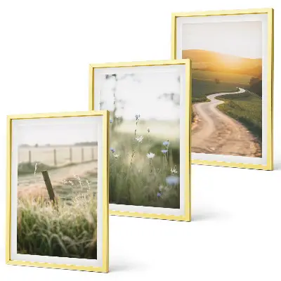 Wanddecoratie set schilderijen landschap met weide weg en zonsondergang