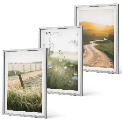 Wanddecoratie set schilderijen landschap met weide weg en zonsondergang