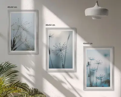 Wanddecoratieset schilderijen paardenbloemen met waterdruppels