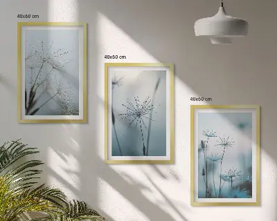 Wanddecoratieset schilderijen paardenbloemen met waterdruppels