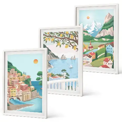 Wanddecoratie set schilderijen Widoki nadmorskie pastelowe