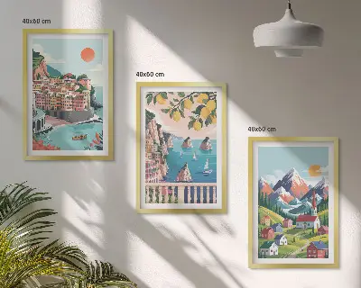 Fotowand met kleurrijke bergen en steden