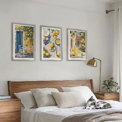 Wanddecoratieset schilderijen citroentuin met drankjes