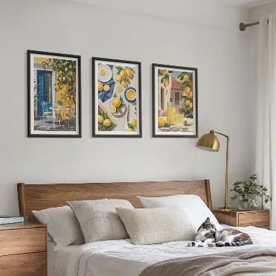 Wanddecoratieset schilderijen citroentuin met drankjes