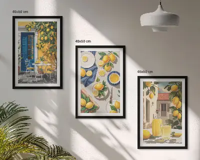 Wanddecoratieset schilderijen citroentuin met drankjes
