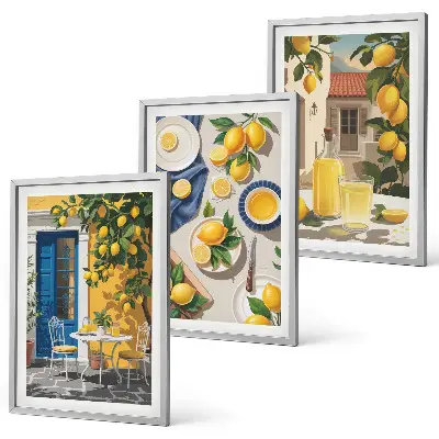 Wanddecoratieset schilderijen citroentuin met drankjes