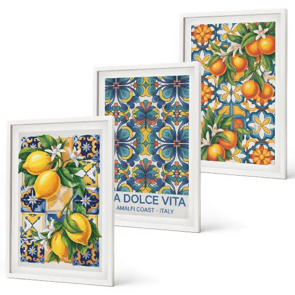 Fotowand met bloemen- en citruspatronen