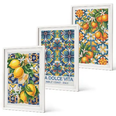 Fotowand met bloemen- en citruspatronen
