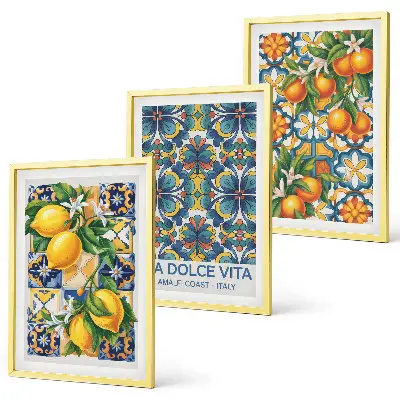 Fotowand met bloemen- en citruspatronen