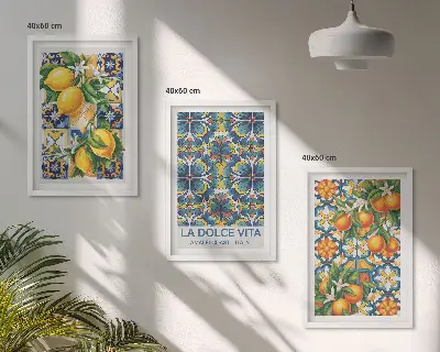 Fotowand met bloemen- en citruspatronen