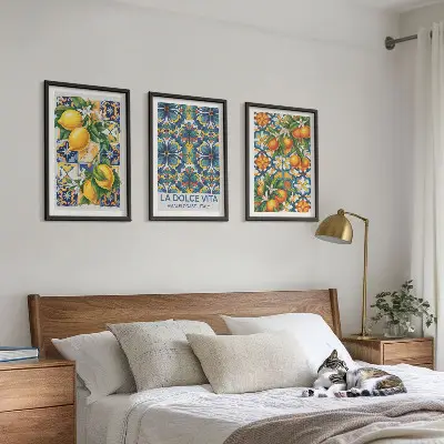 Fotowand met bloemen- en citruspatronen