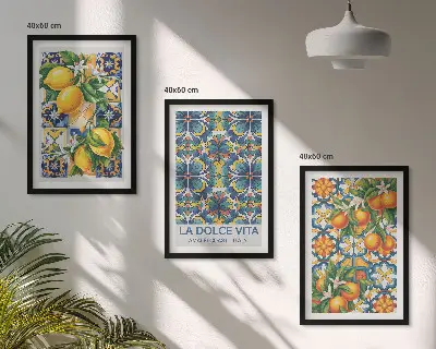 Fotowand met bloemen- en citruspatronen