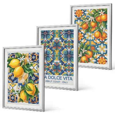 Fotowand met bloemen- en citruspatronen