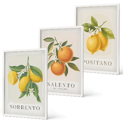 Wanddecoratie set schilderijen Cytryny pomarańcze Amalfi