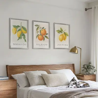 Set schilderijen voor wanddecoratie met citroenen en sinaasappels uit Amalfi