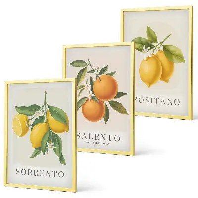 Set schilderijen voor wanddecoratie met citroenen en sinaasappels uit Amalfi