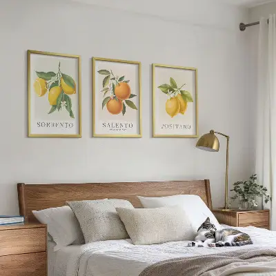 Set schilderijen voor wanddecoratie met citroenen en sinaasappels uit Amalfi
