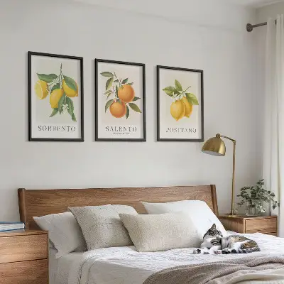 Set schilderijen voor wanddecoratie met citroenen en sinaasappels uit Amalfi