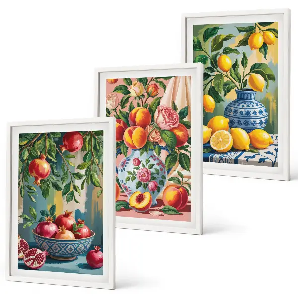 Fotowand fruitcomposities met granaatappels