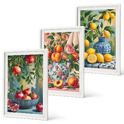 Fotowand fruitcomposities met granaatappels