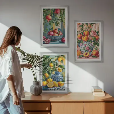 Fotowand fruitcomposities met granaatappels