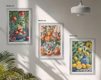 Fotowand fruitcomposities met granaatappels