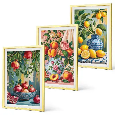 Fotowand fruitcomposities met granaatappels