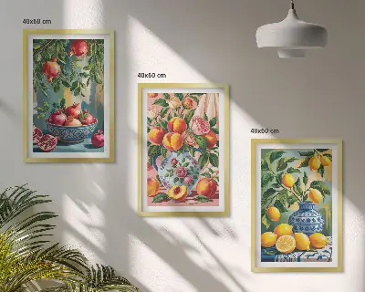 Fotowand fruitcomposities met granaatappels