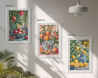 Fotowand fruitcomposities met granaatappels