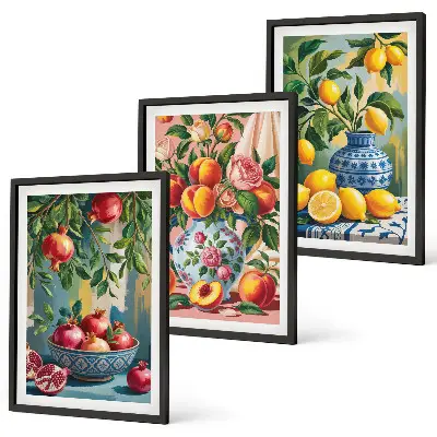 Fotowand fruitcomposities met granaatappels