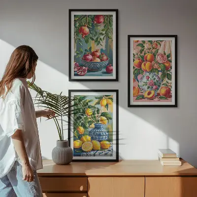 Fotowand fruitcomposities met granaatappels