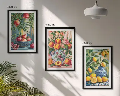 Fotowand fruitcomposities met granaatappels