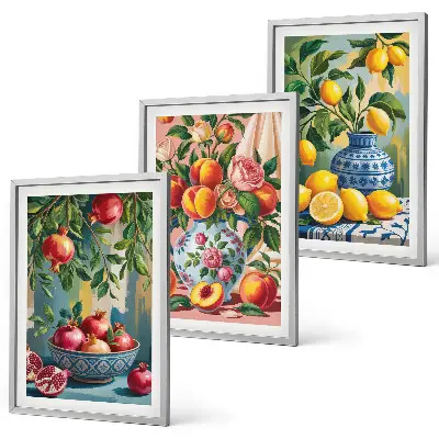 Fotowand fruitcomposities met granaatappels