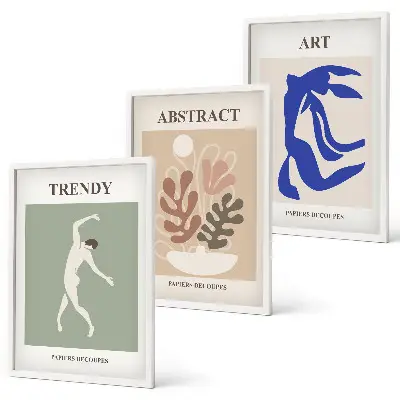 Set van wanddecoratie schilderijen met stijlvolle Matisse plantenmotieven