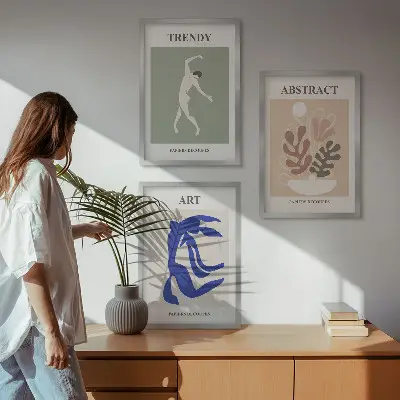 Set van wanddecoratie schilderijen met stijlvolle Matisse plantenmotieven