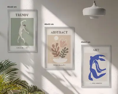 Set van wanddecoratie schilderijen met stijlvolle Matisse plantenmotieven