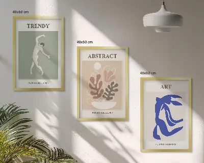 Set van wanddecoratie schilderijen met stijlvolle Matisse plantenmotieven