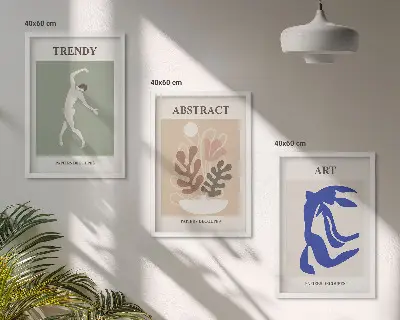 Set van wanddecoratie schilderijen met stijlvolle Matisse plantenmotieven