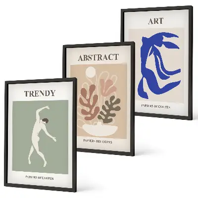 Set van wanddecoratie schilderijen met stijlvolle Matisse plantenmotieven