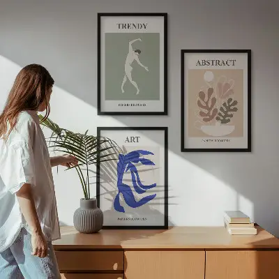 Set van wanddecoratie schilderijen met stijlvolle Matisse plantenmotieven