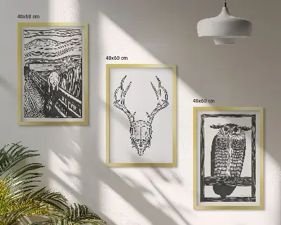 Fotowand met illustratie van een schreeuwende schedel en een uil