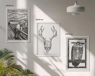 Fotowand met illustratie van een schreeuwende schedel en een uil
