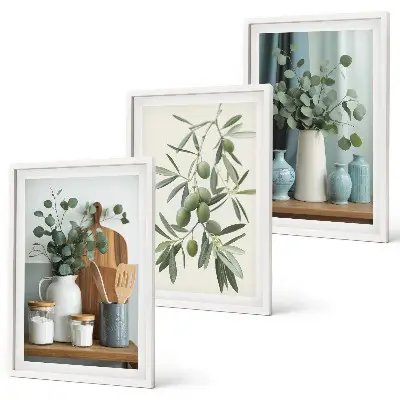 Wanddecoratie set schilderijen Zielone oliwki eukaliptus