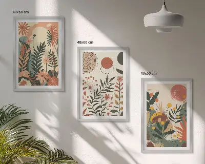 Wanddecoratieset schilderijen met vintage patronen in pastelkleuren