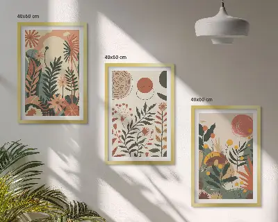 Wanddecoratieset schilderijen met vintage patronen in pastelkleuren