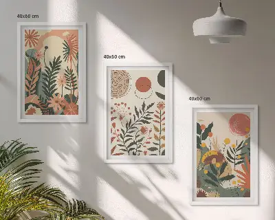 Wanddecoratieset schilderijen met vintage patronen in pastelkleuren