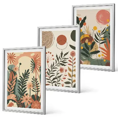 Wanddecoratieset schilderijen met vintage patronen in pastelkleuren